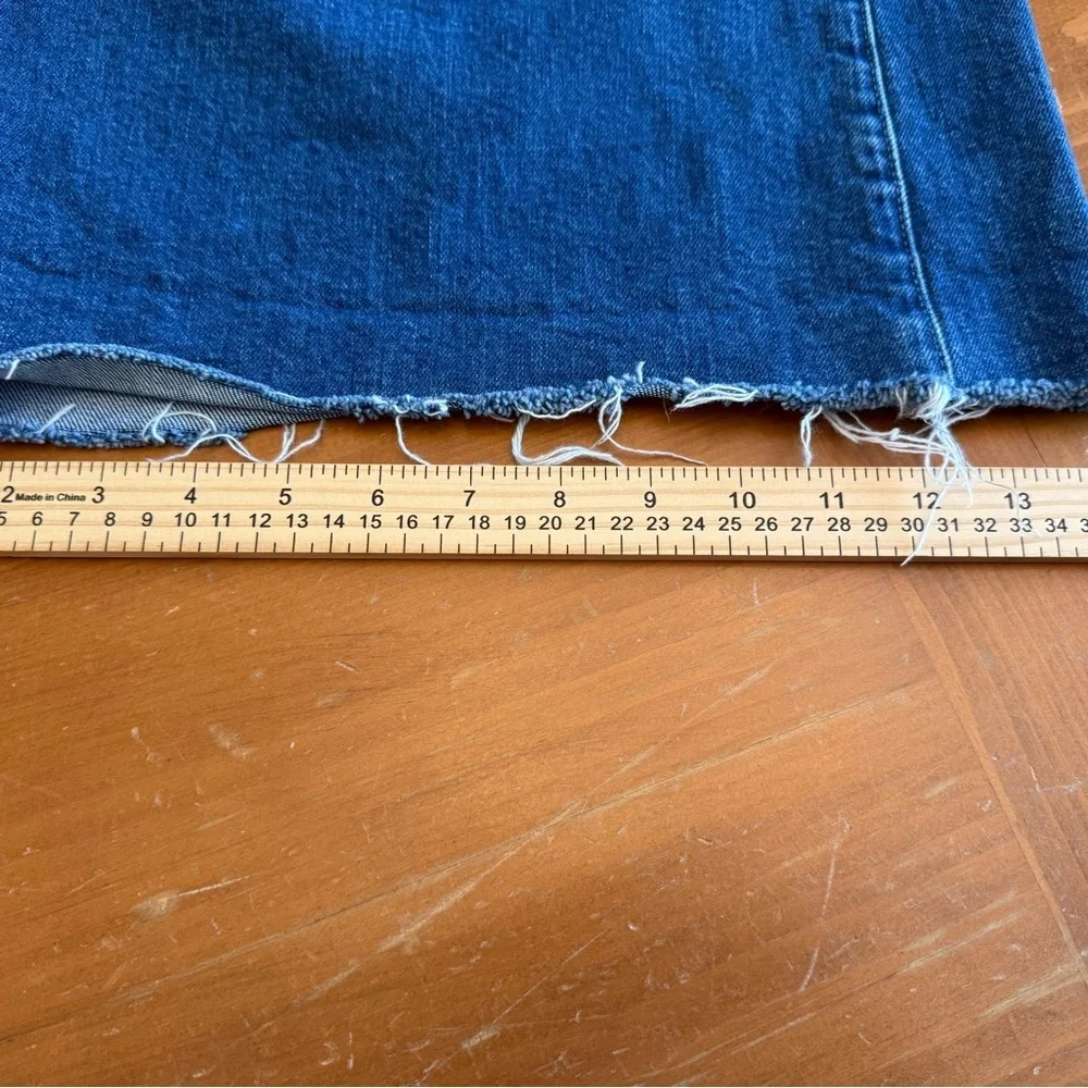 Mother The Wisher Sneak Fray Punch Buggy Denim Jeans 29 Wide Leg Raw Hem Boho